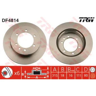 Jeu de 2 disques de frein arrière TRW DF4814
