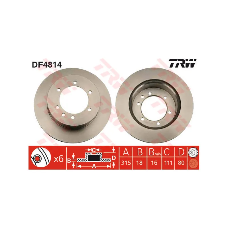 Jeu de 2 disques de frein arrière TRW DF4814