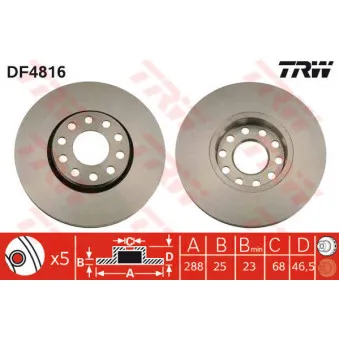 Jeu de 2 disques de frein avant TRW DF4816