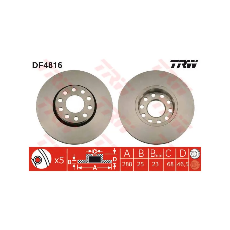 Jeu de 2 disques de frein avant TRW DF4816