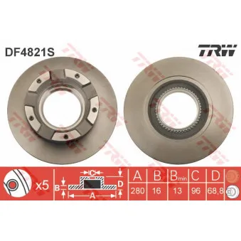 Jeu de 2 disques de frein arrière TRW DF4821S