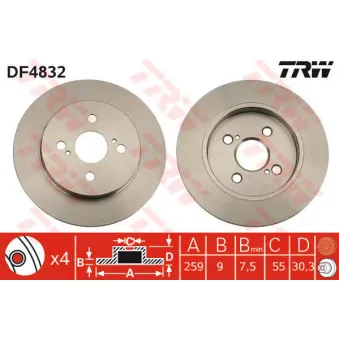 Jeu de 2 disques de frein arrière TRW