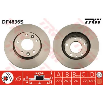 Jeu de 2 disques de frein avant TRW