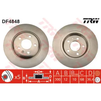 Jeu de 2 disques de frein arrière TRW DF4848