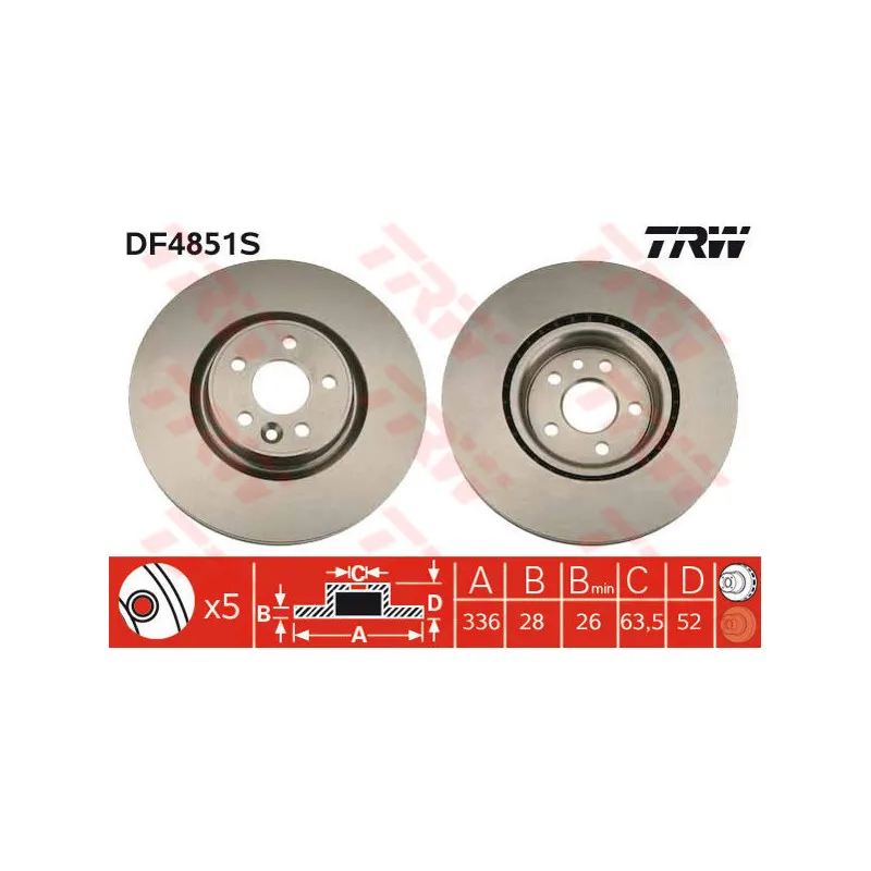 Jeu de 2 disques de frein avant TRW DF4851S