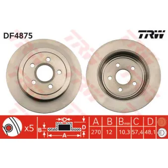 Jeu de 2 disques de frein arrière TRW
