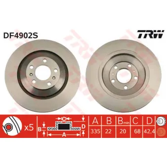 Jeu de 2 disques de frein arrière TRW