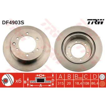 Jeu de 2 disques de frein arrière TRW DF4903S