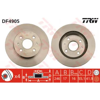 Jeu de 2 disques de frein avant TRW DF4905