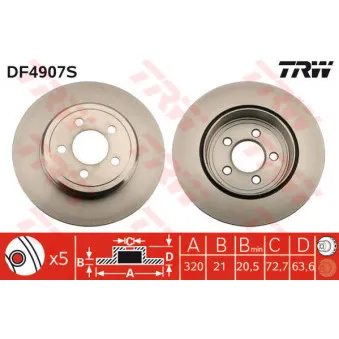 Jeu de 2 disques de frein arrière TRW