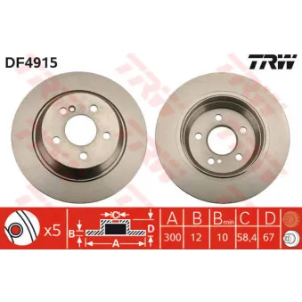 Jeu de 2 disques de frein arrière TRW