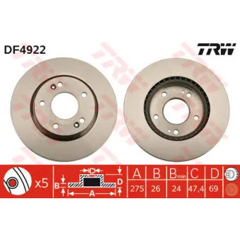 Jeu de 2 disques de frein avant TRW
