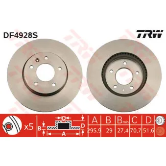 Jeu de 2 disques de frein avant TRW DF4928S
