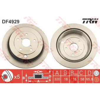 Jeu de 2 disques de frein arrière TRW DF4929