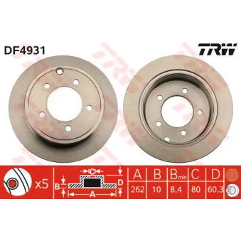 Jeu de 2 disques de frein arrière TRW DF4931
