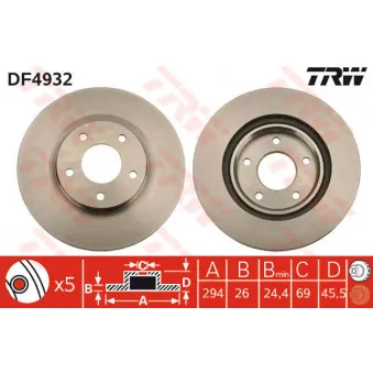 Jeu de 2 disques de frein avant TRW DF4932