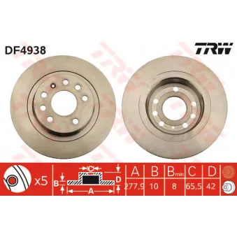 Jeu de 2 disques de frein arrière TRW DF4938