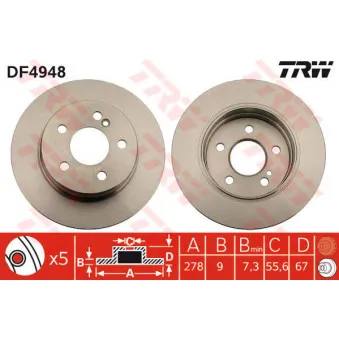 Jeu de 2 disques de frein arrière TRW