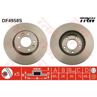 Jeu de 2 disques de frein avant TRW DF4958S