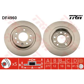 Jeu de 2 disques de frein arrière TRW DF4960