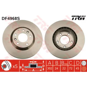 Jeu de 2 disques de frein avant TRW DF4968S