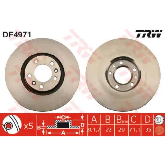 Jeu de 2 disques de frein arrière TRW DF4971