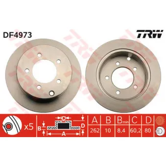 Jeu de 2 disques de frein arrière TRW DF4973