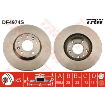 Jeu de 2 disques de frein avant TRW DF4974S