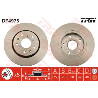 Jeu de 2 disques de frein avant TRW DF4975