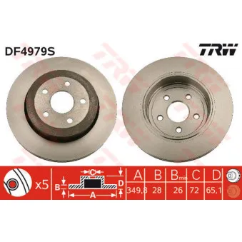 Jeu de 2 disques de frein arrière TRW DF4979S
