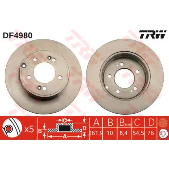 Jeu de 2 disques de frein arrière TRW