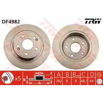 Jeu de 2 disques de frein arrière TRW DF4982