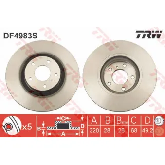 Jeu de 2 disques de frein avant TRW