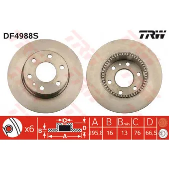 Jeu de 2 disques de frein arrière TRW DF4988S