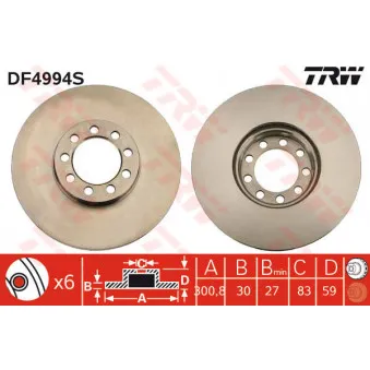 Jeu de 2 disques de frein avant TRW DF4994S