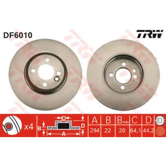 Jeu de 2 disques de frein avant TRW DF6010