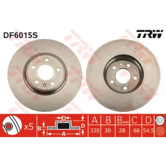 Jeu de 2 disques de frein avant TRW DF6015S