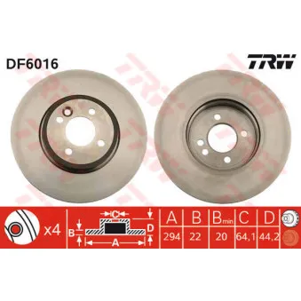 Jeu de 2 disques de frein avant TRW DF6016