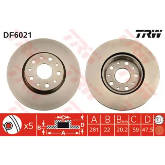 Jeu de 2 disques de frein arrière TRW