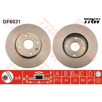 Jeu de 2 disques de frein avant TRW DF6031