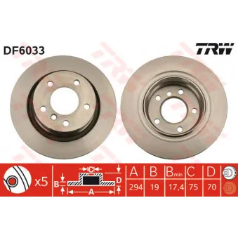 Jeu de 2 disques de frein arrière TRW