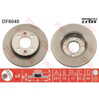 Jeu de 2 disques de frein avant TRW DF6040