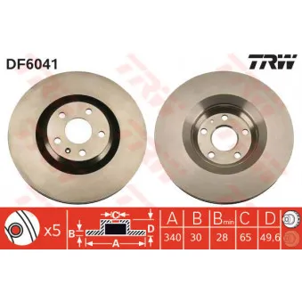 Jeu de 2 disques de frein avant TRW DF6041S
