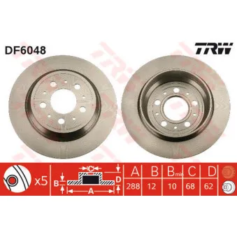 Jeu de 2 disques de frein arrière TRW