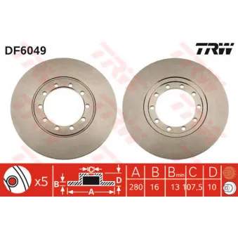 Jeu de 2 disques de frein arrière TRW DF6049