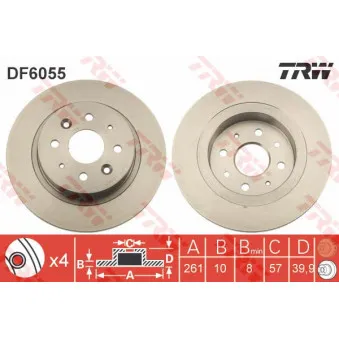Jeu de 2 disques de frein arrière TRW DF6055