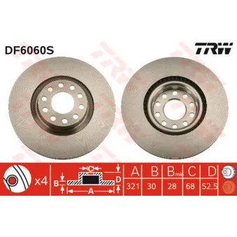 Jeu de 2 disques de frein avant TRW DF6060S