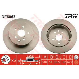 Jeu de 2 disques de frein arrière TRW DF6063