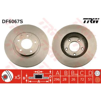 Jeu de 2 disques de frein avant TRW DF6067S