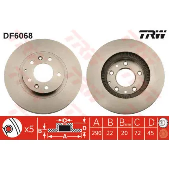 Jeu de 2 disques de frein avant TRW DF6068